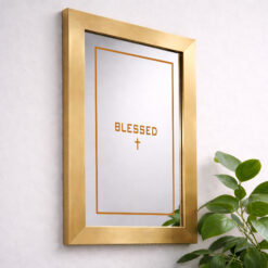 Blessed w/Cross — Sandblasted Glass Mirror I Gold Frame