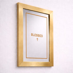 Alternative view of Blessed w/Cross — Sandblasted Glass Mirror I Gold Frame