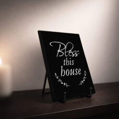 Bless This House Plaque and Easel Gift Set - Black