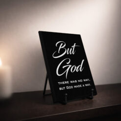 But God Plaque and Easel Gift Set - Black