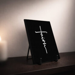 Faith Cross Plaque and Easel Gift Set - Black