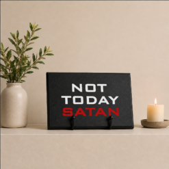Not Today Satan Plaque and Easel Gift Set - Black