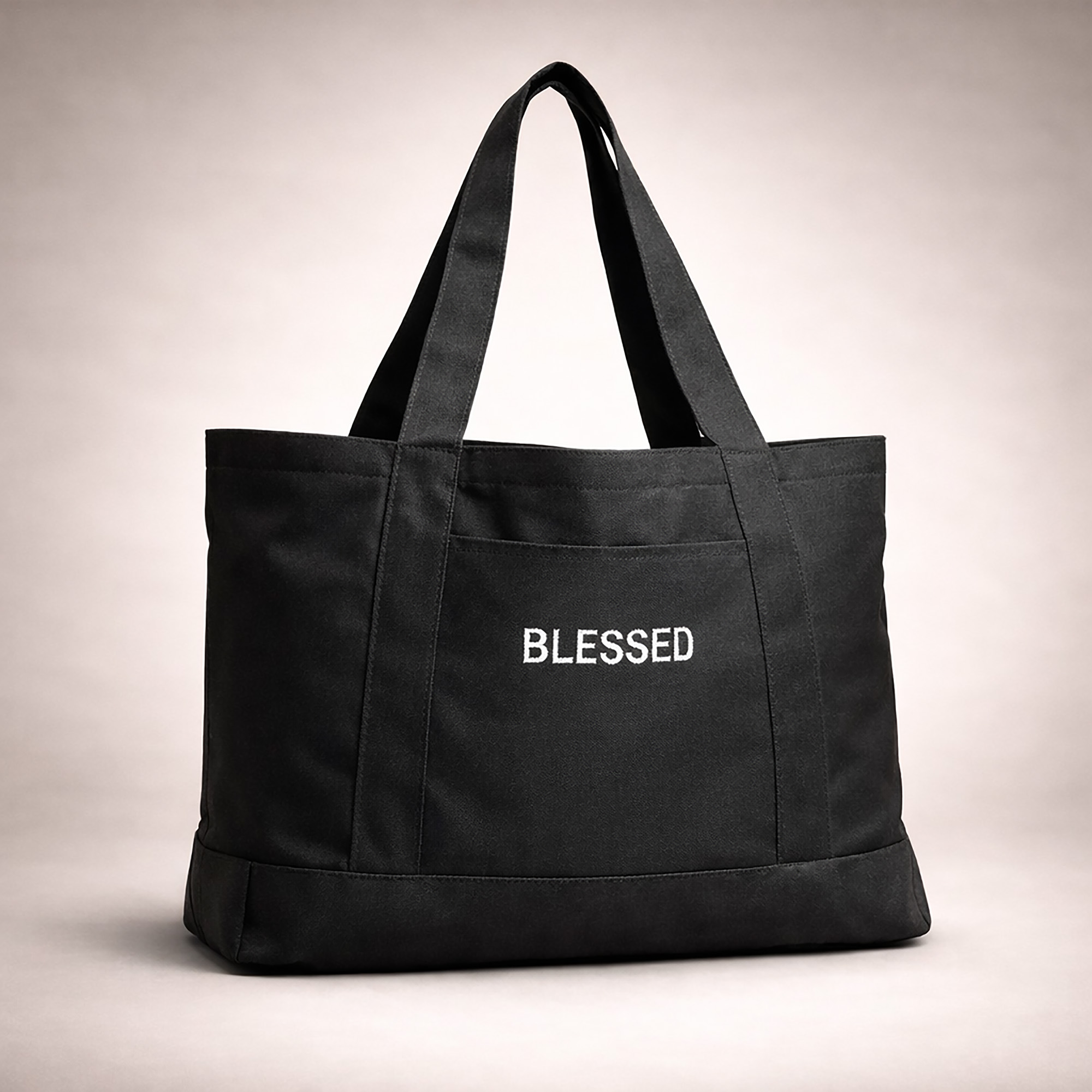 WEBSITE TOTE BLESSED EMBROIDERED ANGLED