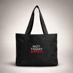 Alternative view of Not Today Satan Embroidered Canvas Tote Bag