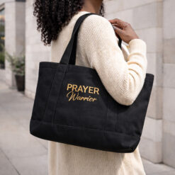 Prayer Warrior Embroidered Canvas Tote Bag