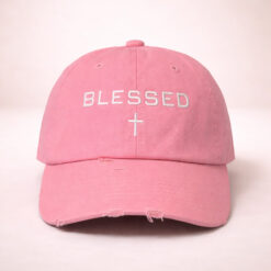 Alternative view of Blessed Cross Embroidered Baseball Cap | Pink
