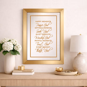 Happy Moments Praise God — Sandblasted Glass Mirror I Gold Frame