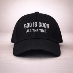 Alternative view of God Is Good Embroidered Baseball Cap | Black