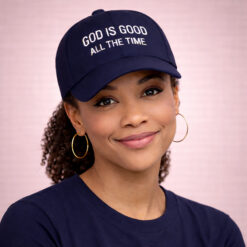 Alternative view of God Is Good Embroidered Baseball Cap | Navy