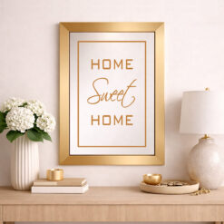 Home Sweet Home — Sandblasted Glass Mirror I Gold Frame