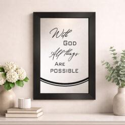 Alternative view of With God All Things Are Possible — Sandblasted Glass Mirror I Black Frame