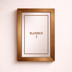 Blessed w/Cross — Sandblasted Glass Mirror I Bronze Frame