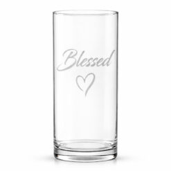 Blessed Heart Etched Glass Cylinder Vase