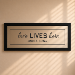 Alternative view of Love Lives Here — Personalized Sandblasted Glass Mirror