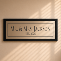 Alternative view of Mr. & Mrs. Personalized Sandblasted Glass Mirror | Black Frame