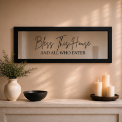 Bless This House — Sandblasted Glass Mirror