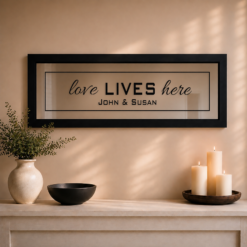Love Lives Here — Personalized Sandblasted Glass Mirror