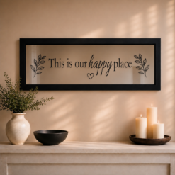 This Is Our Happy Place — Sandblasted Glass Mirror