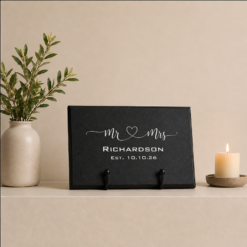 Mr. and Mrs. Infinity Love Personalized Plaque and Easel Gift Set - Black
