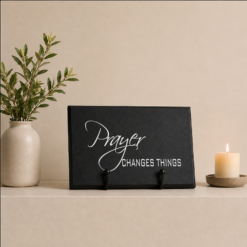 Prayer Changes Things Plaque and Easel Gift Set - Black