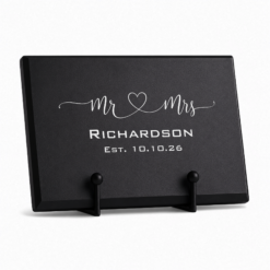 Alternative view of Mr. and Mrs. Infinity Love Personalized Plaque and Easel Gift Set - Black