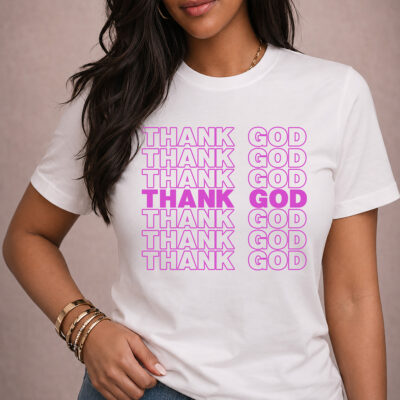 Thank God Repeat Pattern T-Shirt
