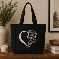 Butterfly Heart Canvas Tote