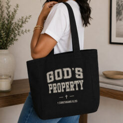 Alternative view of God's Property Canvas Tote