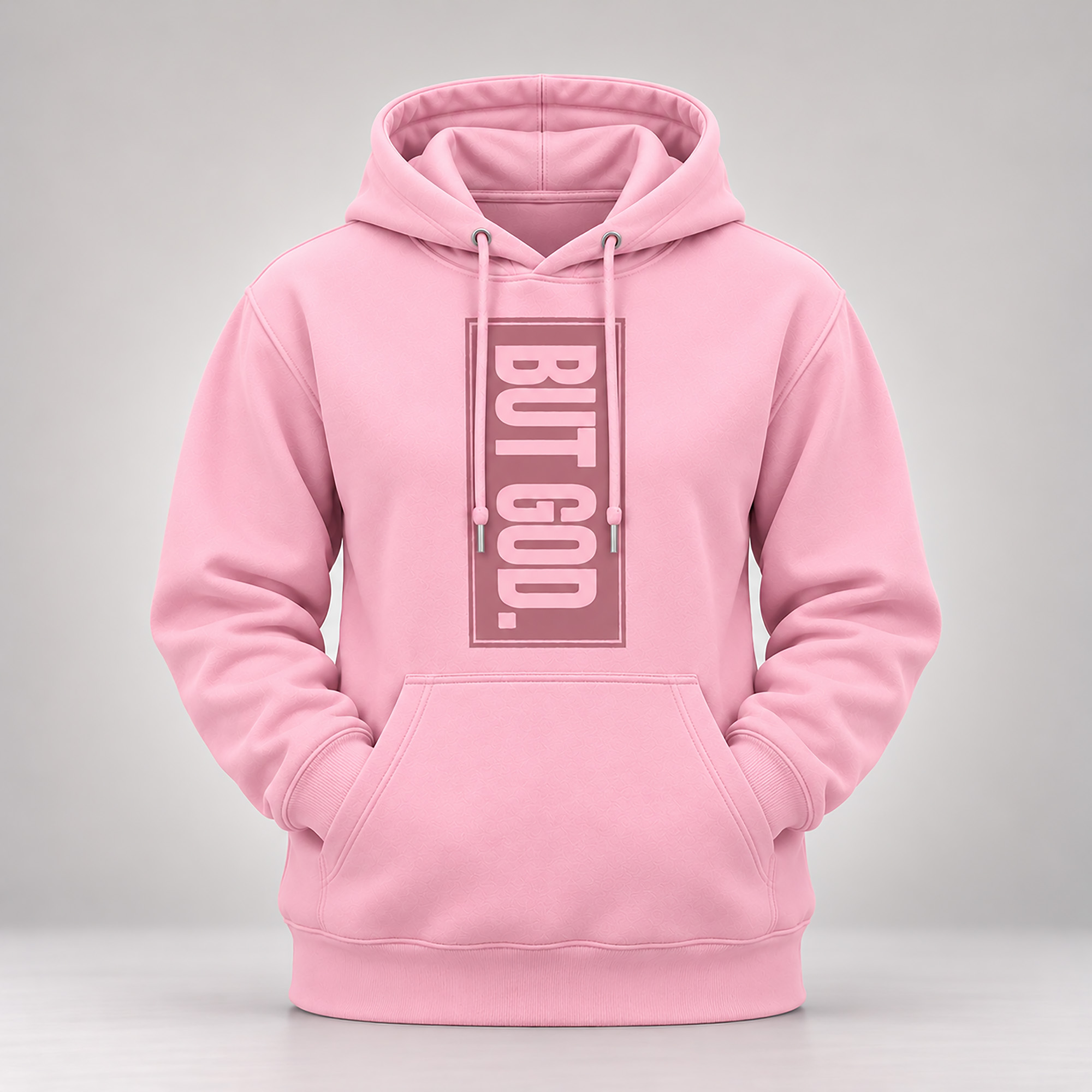 WEBSITE HOODIE BUT GOD NEW LT PINK FRONT POUCH
