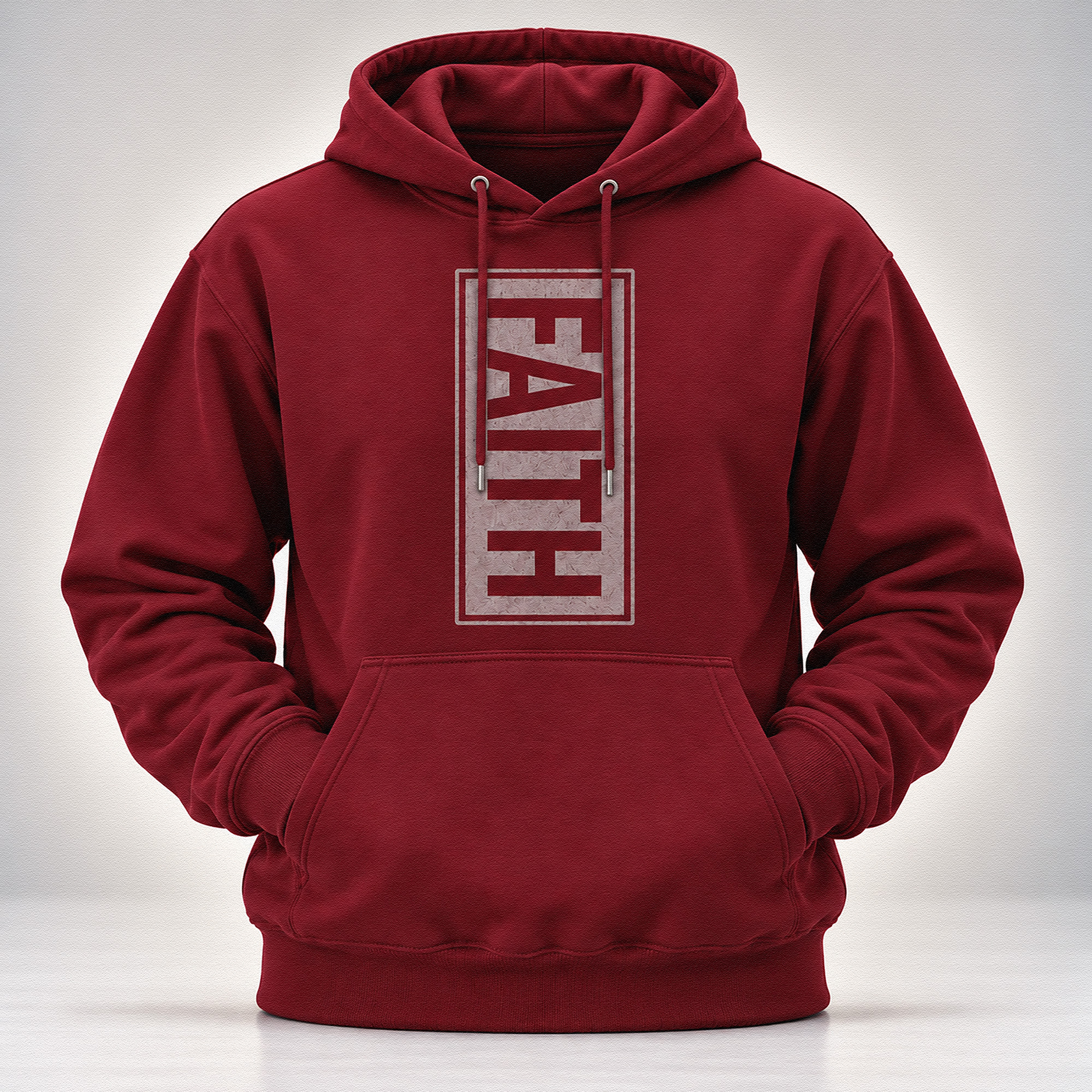 WEBSITE HOODIE FAITH MAROON FRONT POUCH