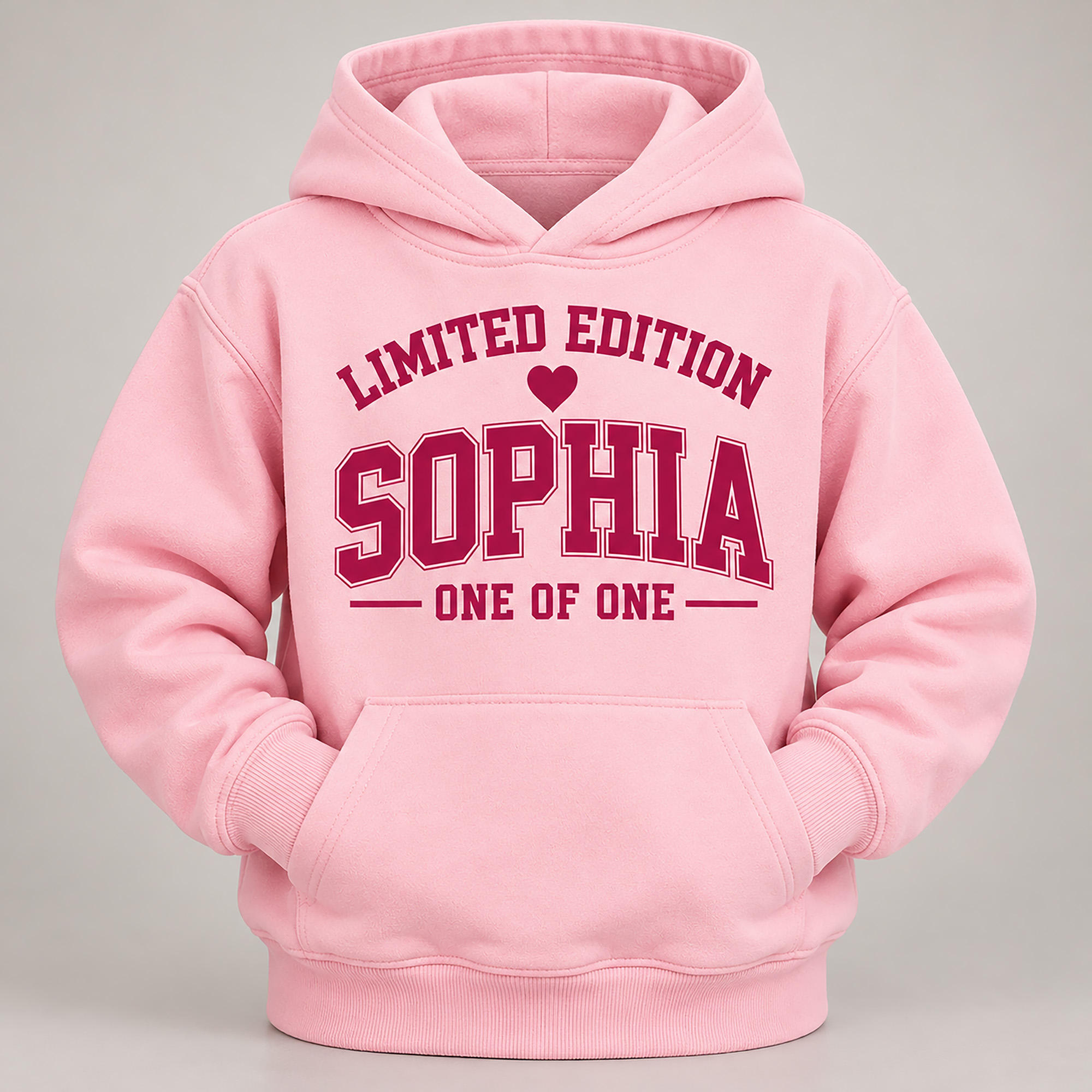 WEBSITE HOODIE KID PERSONALIZED 2 LIMITED EDITION PINK FRONT POUCH
