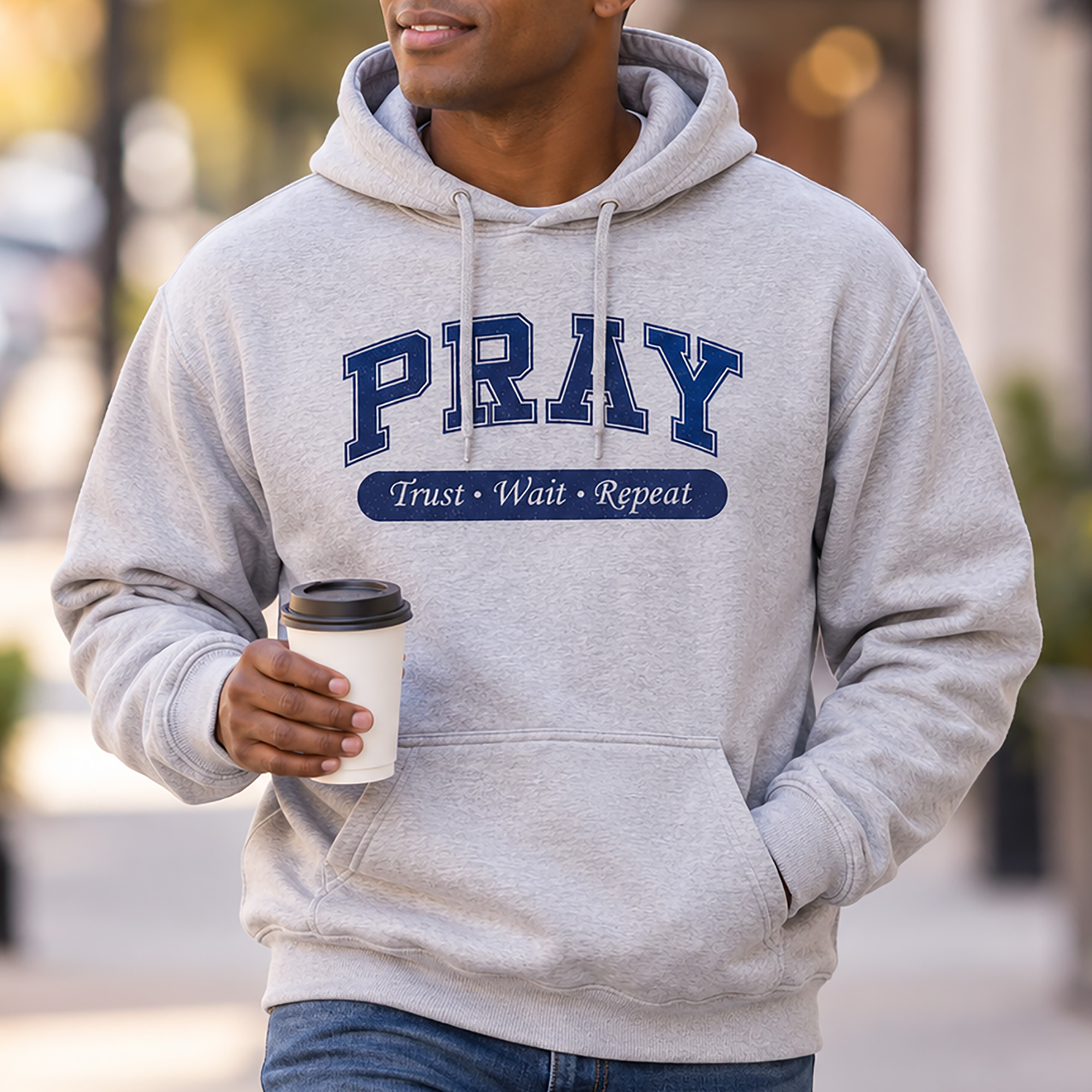 WEBSITE HOODIE PRAY TRUST REPEAT GREY-NAVY LIFESTYLE MALE