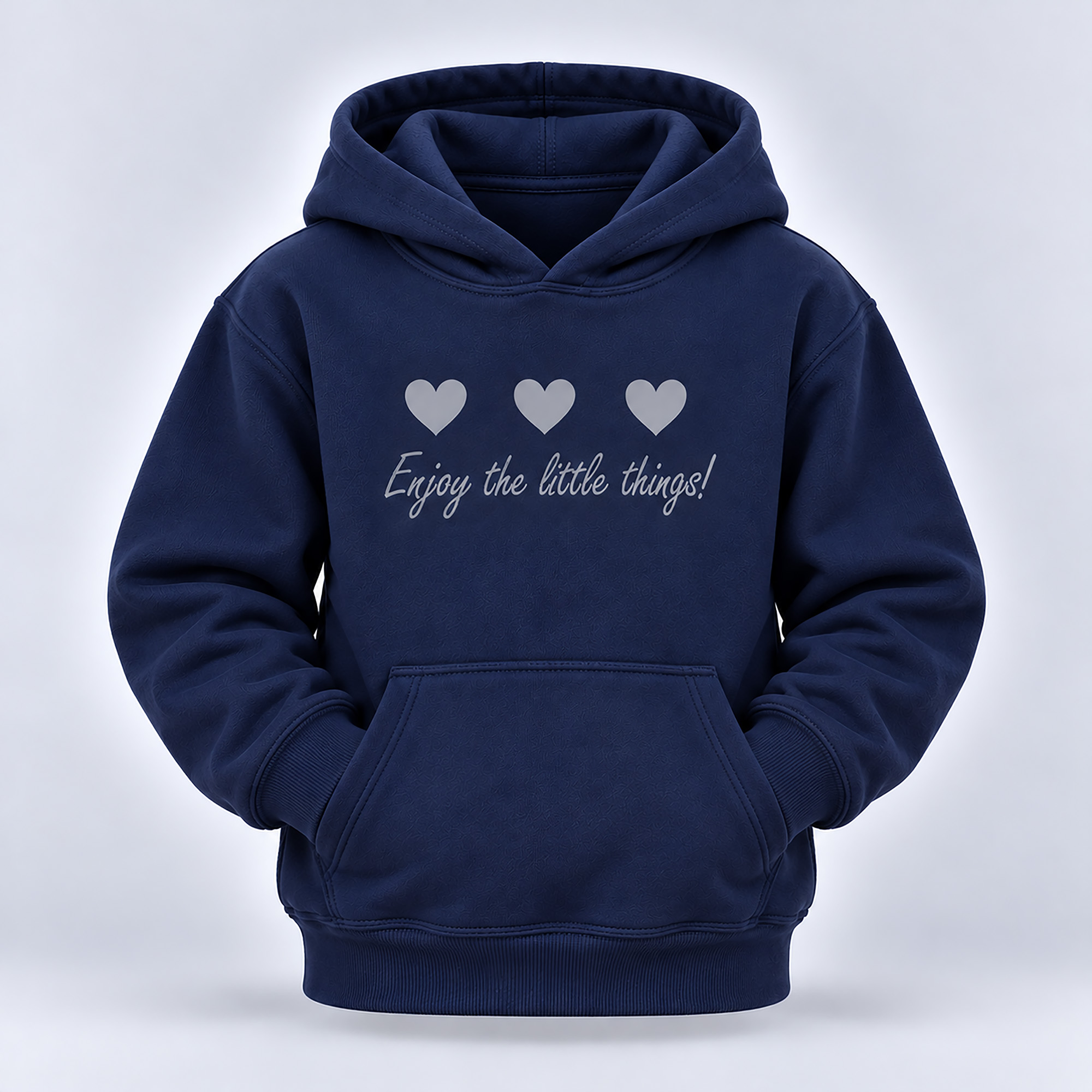WEBSITE HOODY ENJOY THE LITTLE THINGS NAVY FRONT IN POCKETS