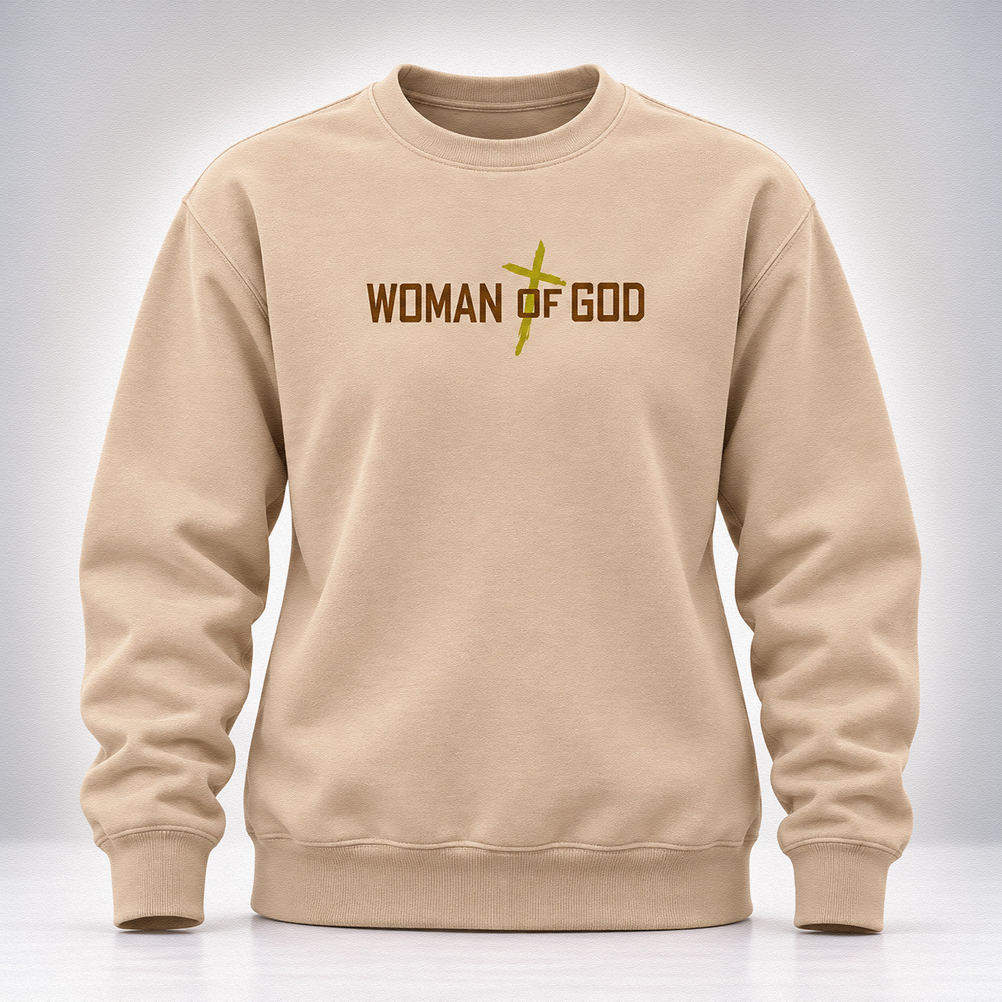 WEBSITE SWEATSHIRT WOMAN OF GOD SAND FRONT