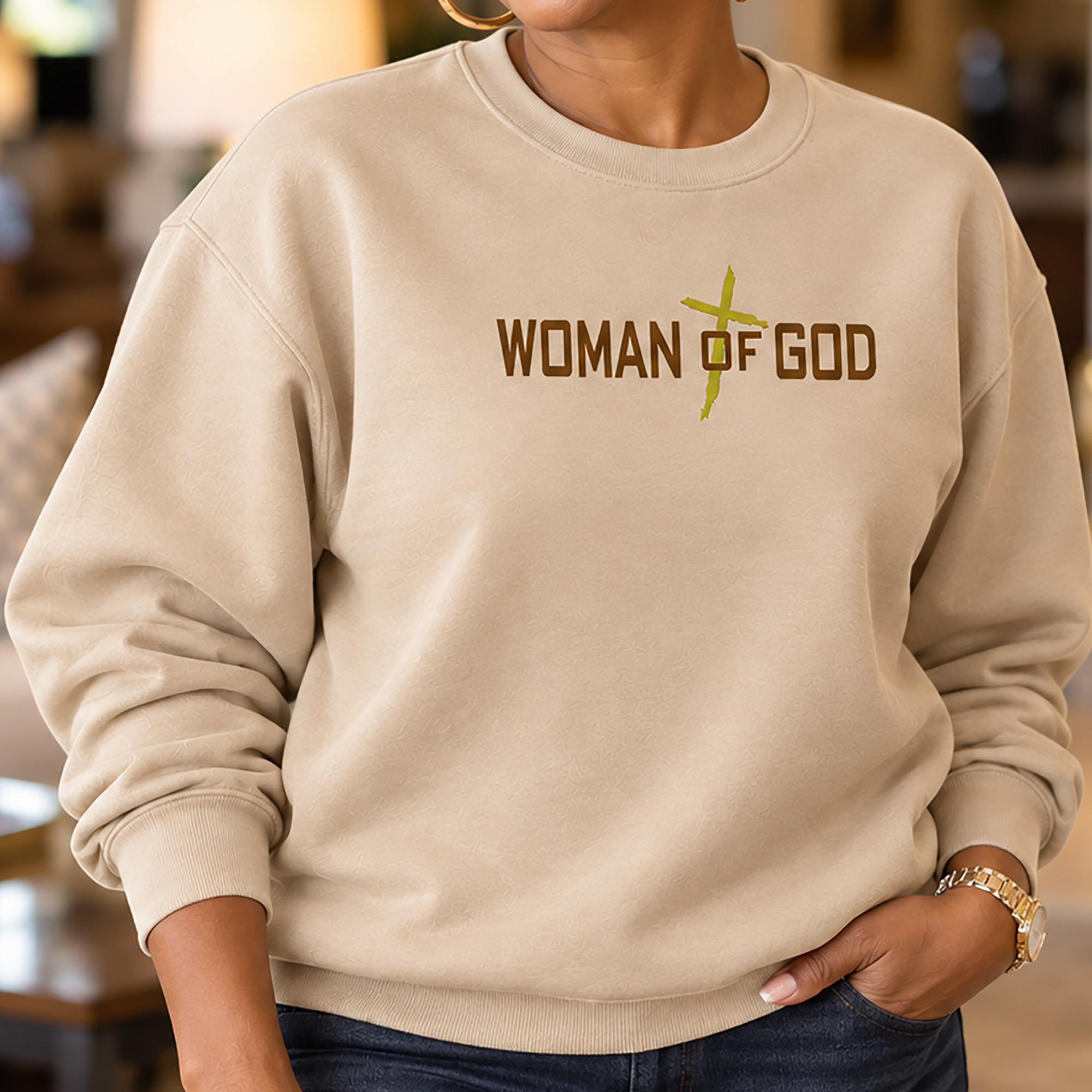 WEBSITE SWEATSHIRT WOMAN OF GOD SAND LIFESTYLE